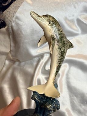 SPI San Pacific International Brass Dolphin Sculpture Marble Base Figurine